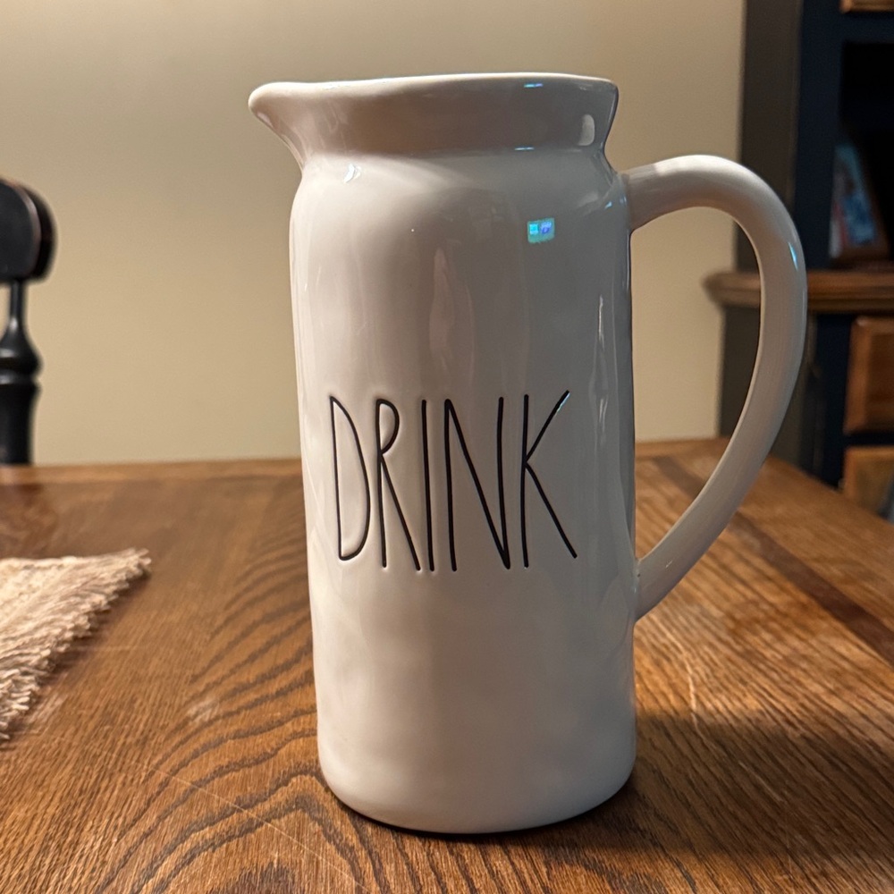 Rae Dunn Cream Ceramic 'DRINK' Pitcher